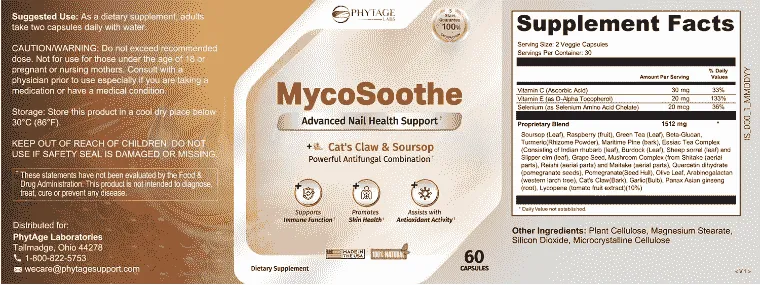 MycoSoothe Supplement Facts