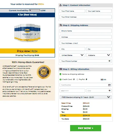 VenoPlus8 Secure Checkout Page