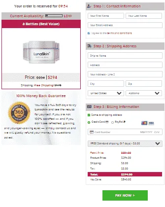 LunaSkin Secure Checkout Page