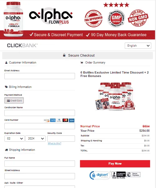 Alpha Flow Plus secure checkout