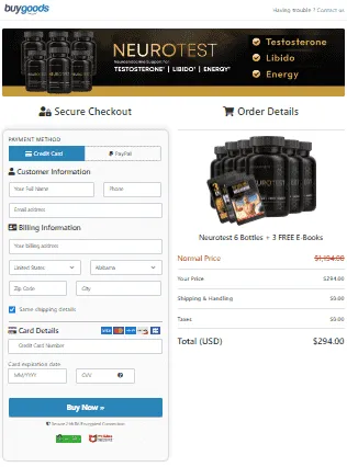 NeuroTest Secure Checkout page