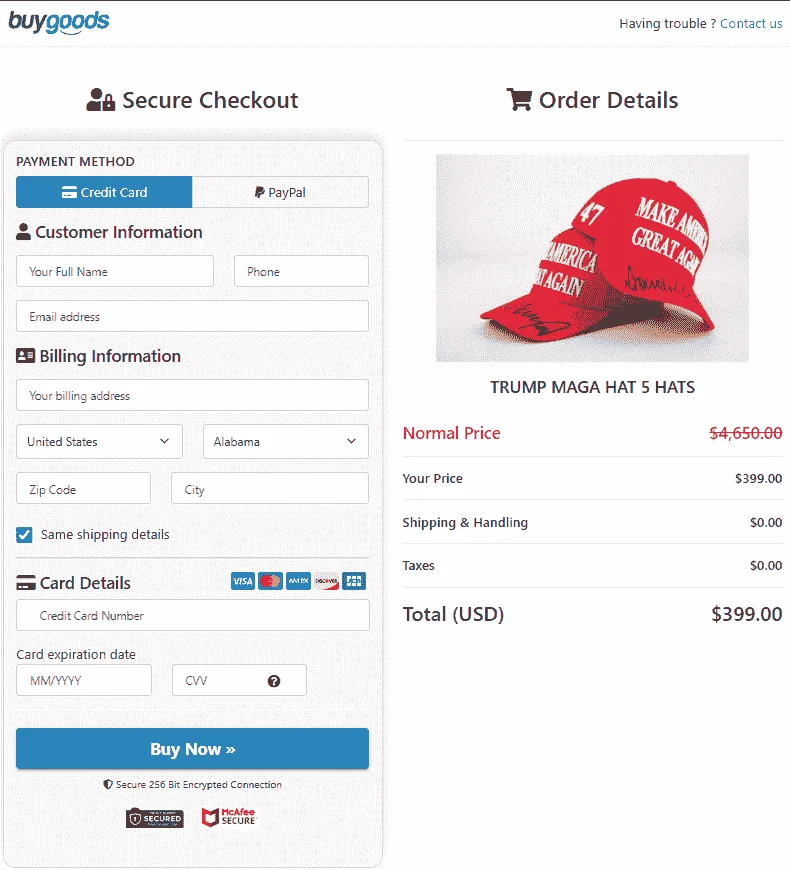 Trump Maga Hat Secure Checkout