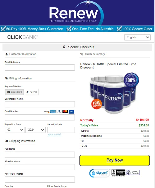 Renew Secure Checkout Page