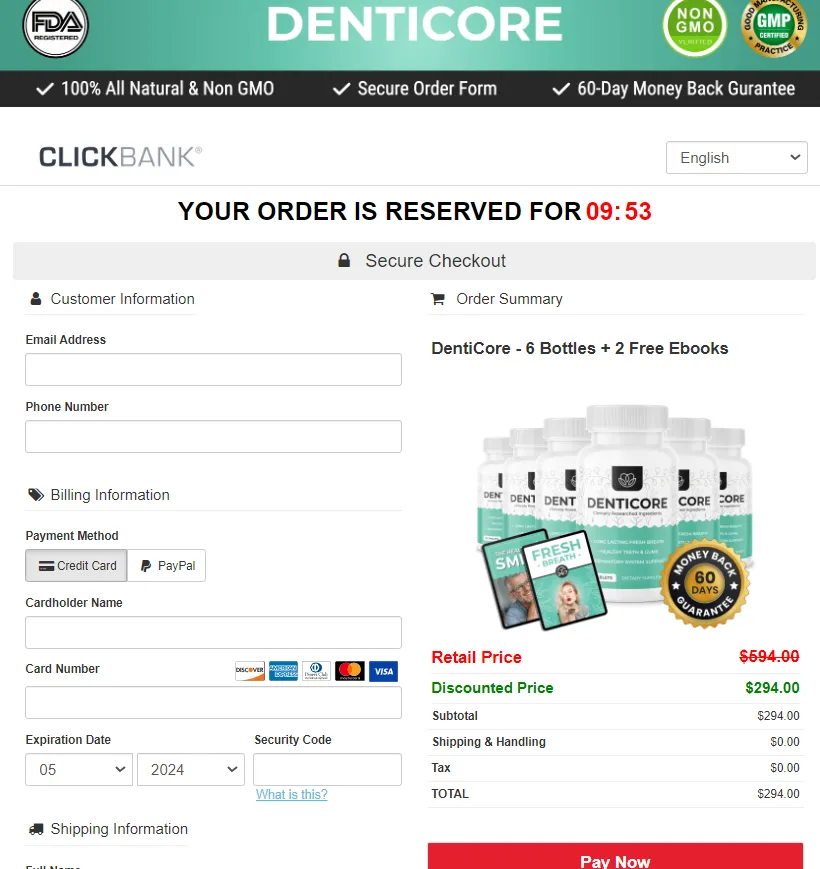 DentiCore Secure Checkout Page