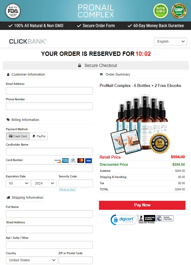 ProNail Complex Secure Checkout Page