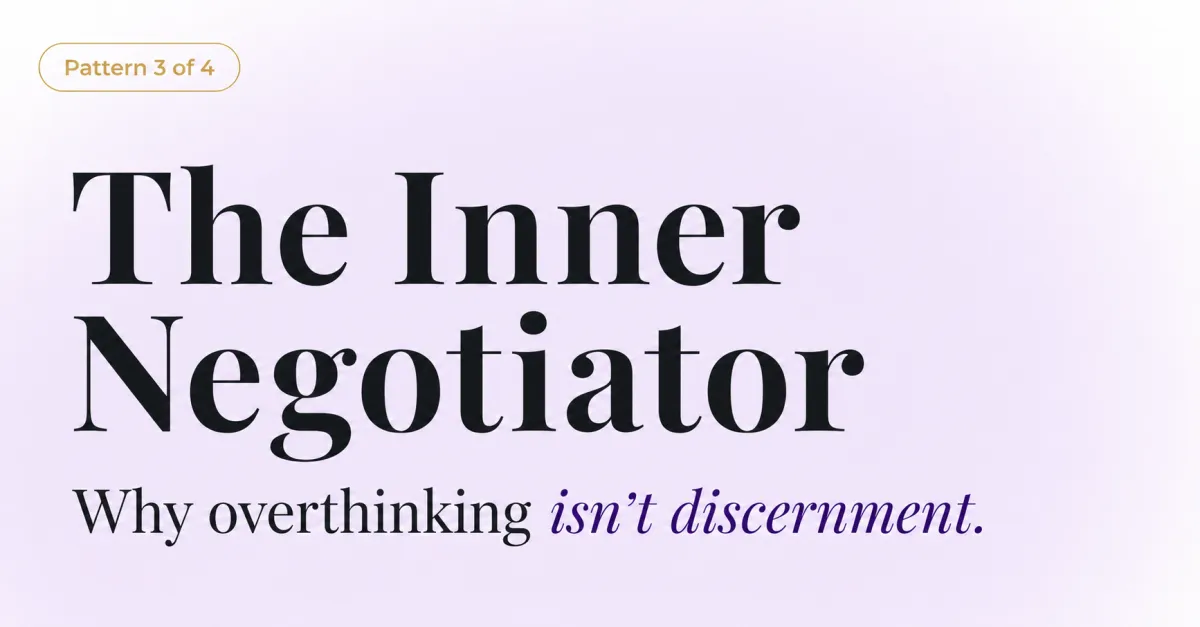 The Inner Negotiator blog header with the subtitle Why overthinking isn’t discernment on a soft lilac gradient background