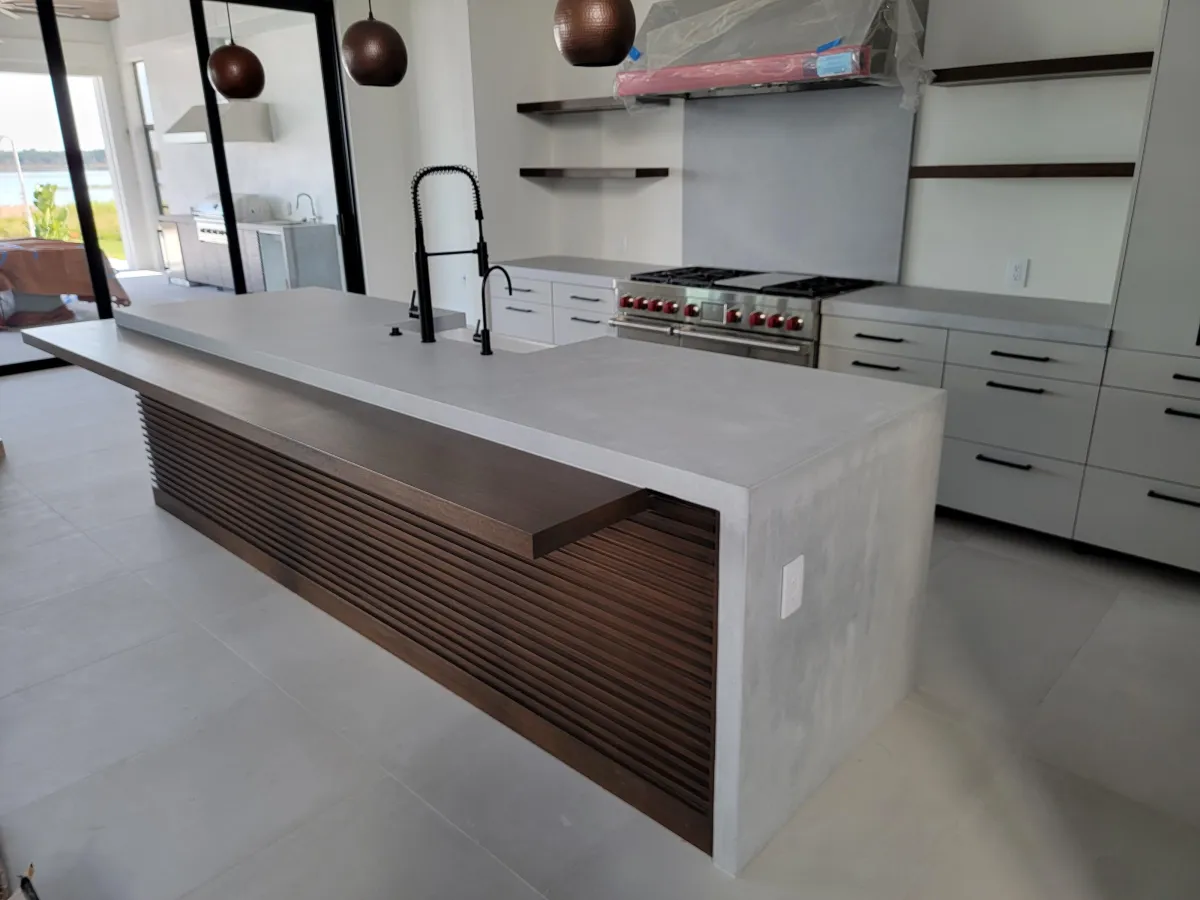Concrete countertop island