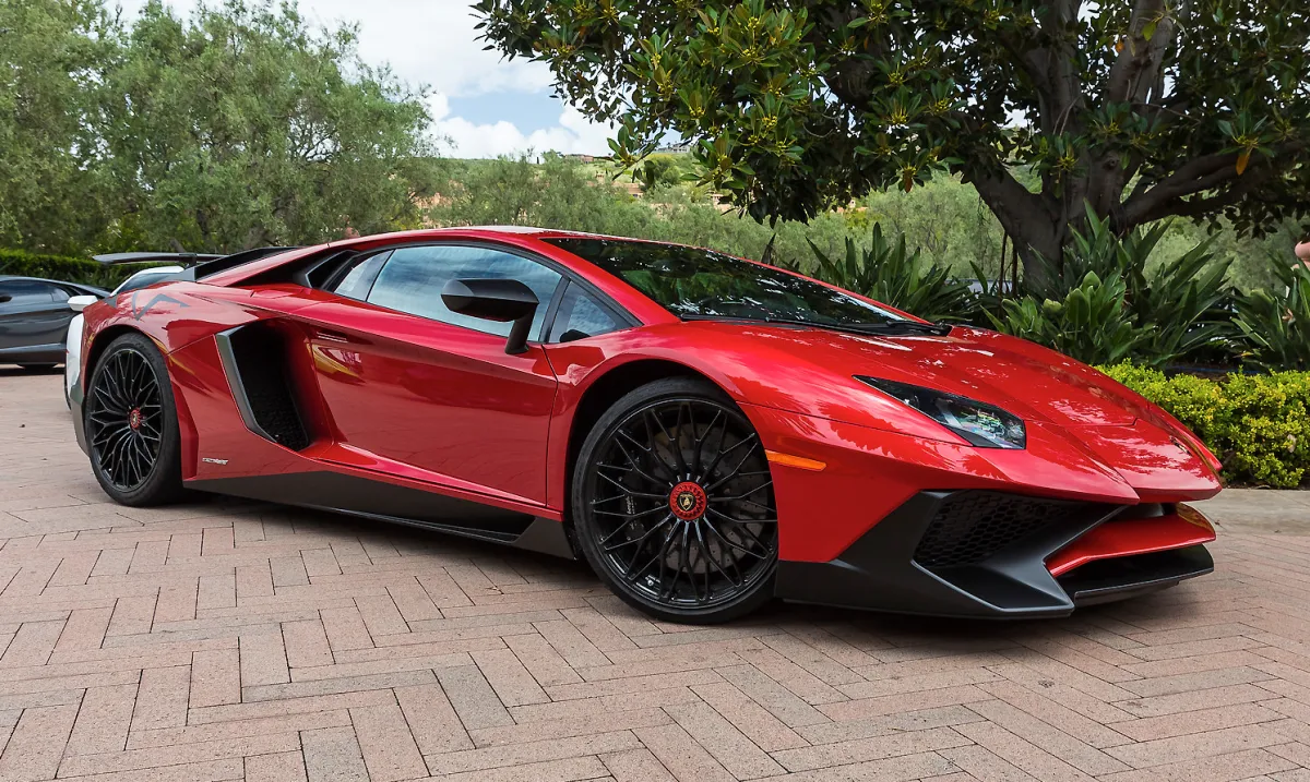 Stunning Lamborghini Aventador featured in the About section OF, symbolizing excellence and performance