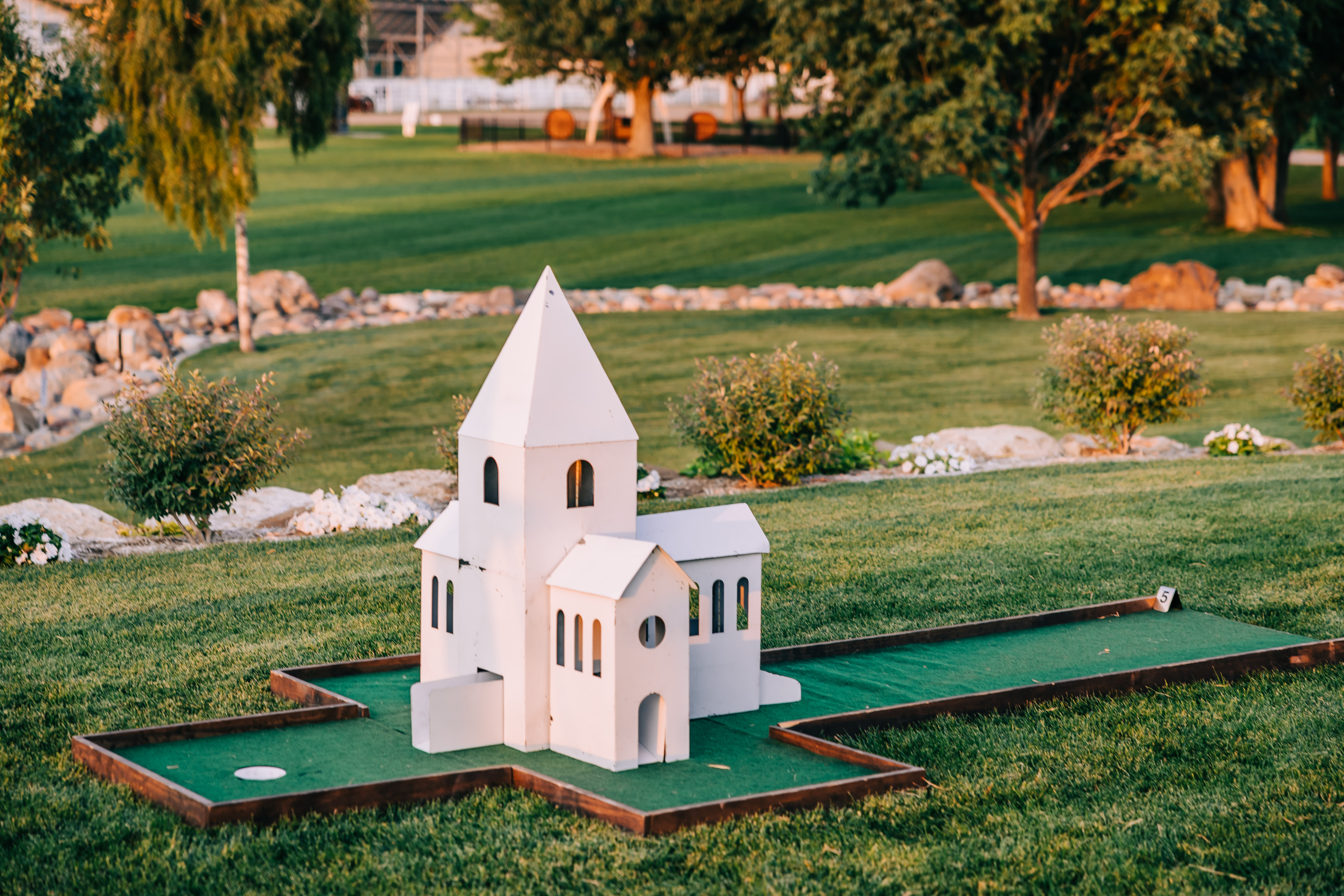 A colorful lantern illuminates with other ornaments.