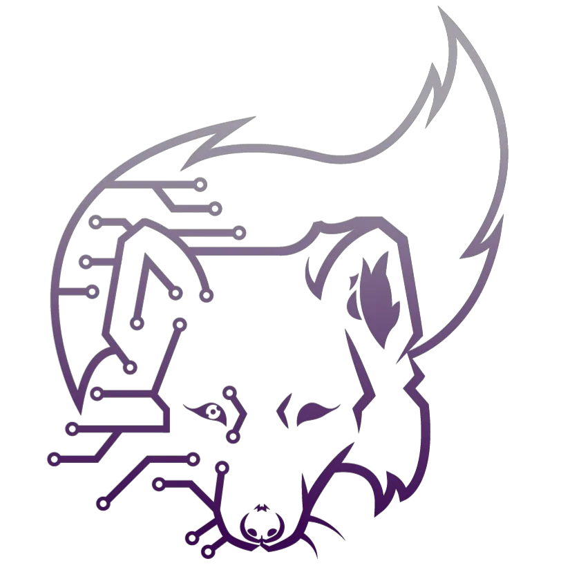 Northwatch Solutions' logo is a purple line drawing of a fox's head and tail. Half of the fox is natural and half is digitized.