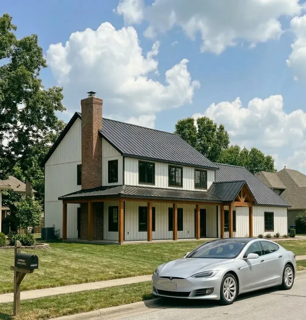 Barndominium construction in Olathe, KS featuring custom metal home framing.