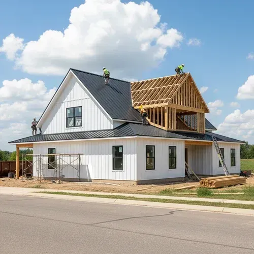 Newly built post-frame barndominium on a large residential and agricultural lot near 151st Street and Ridgeview Road in Johnson County, KS.