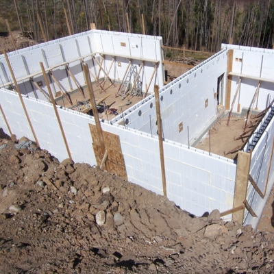 Foundation being laid for a new home for energy efficient home construction in olathe kansas