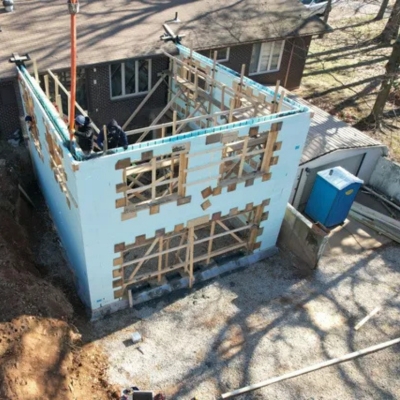 New icf build during framing install, for energy efficient home construction in olathe kansas