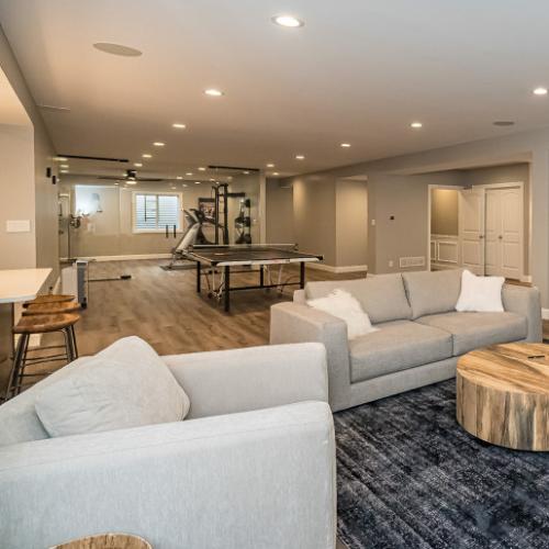 fully finished basement with gym, for basement finishing contractor olathe ks