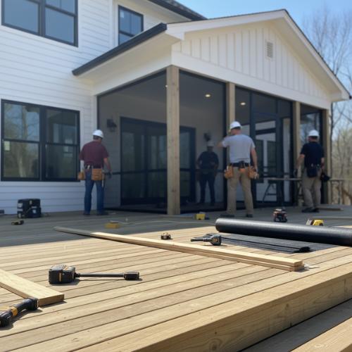 new covered porch being built, for screened-in porches & covered decks in olathe ks