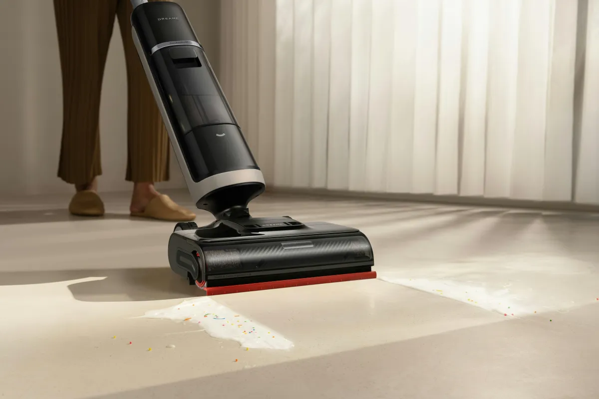 Professional cleaners removing construction dust