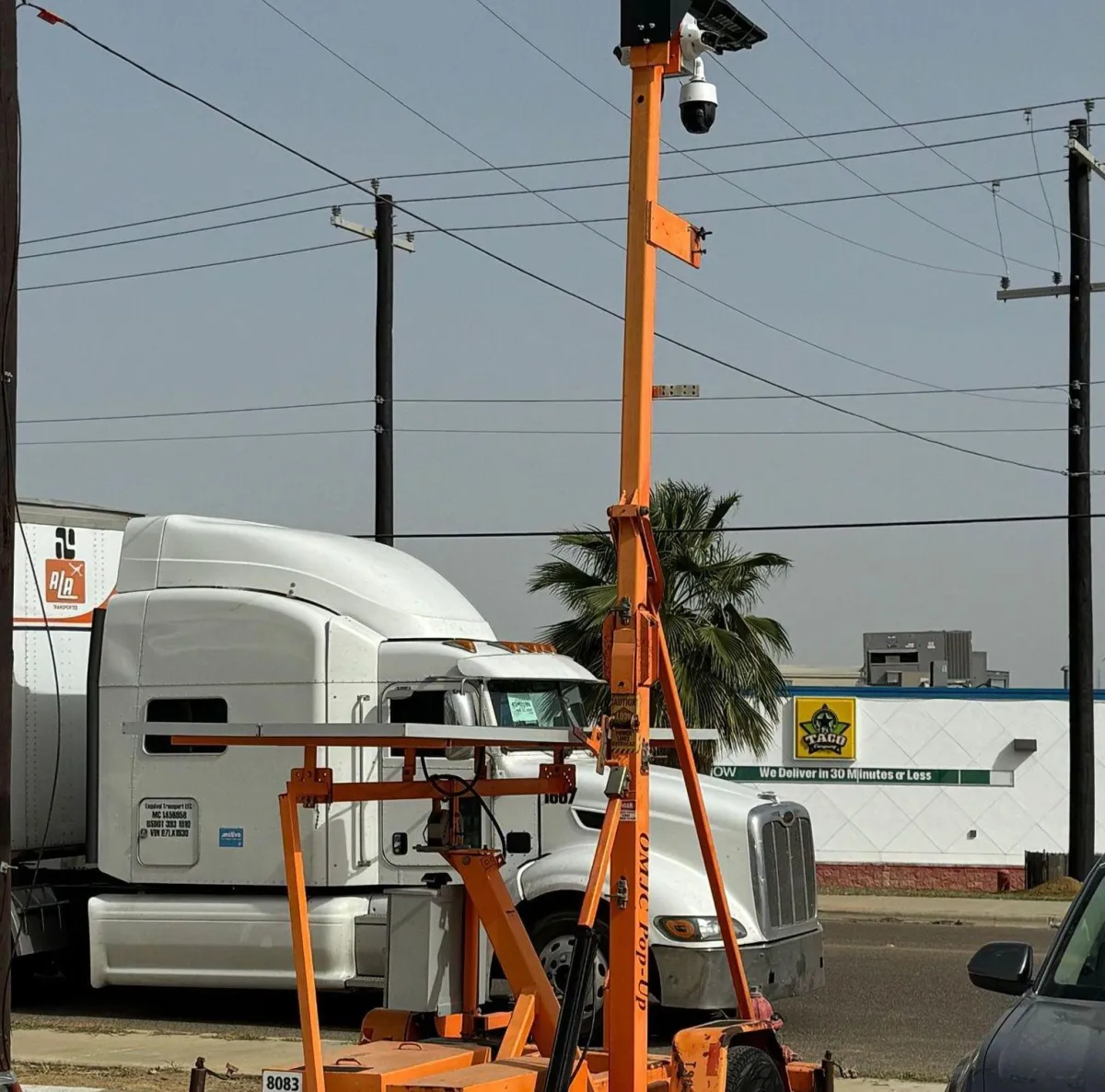 Mobile surveillance camera trailer available at ATEX Rentals Laredo
