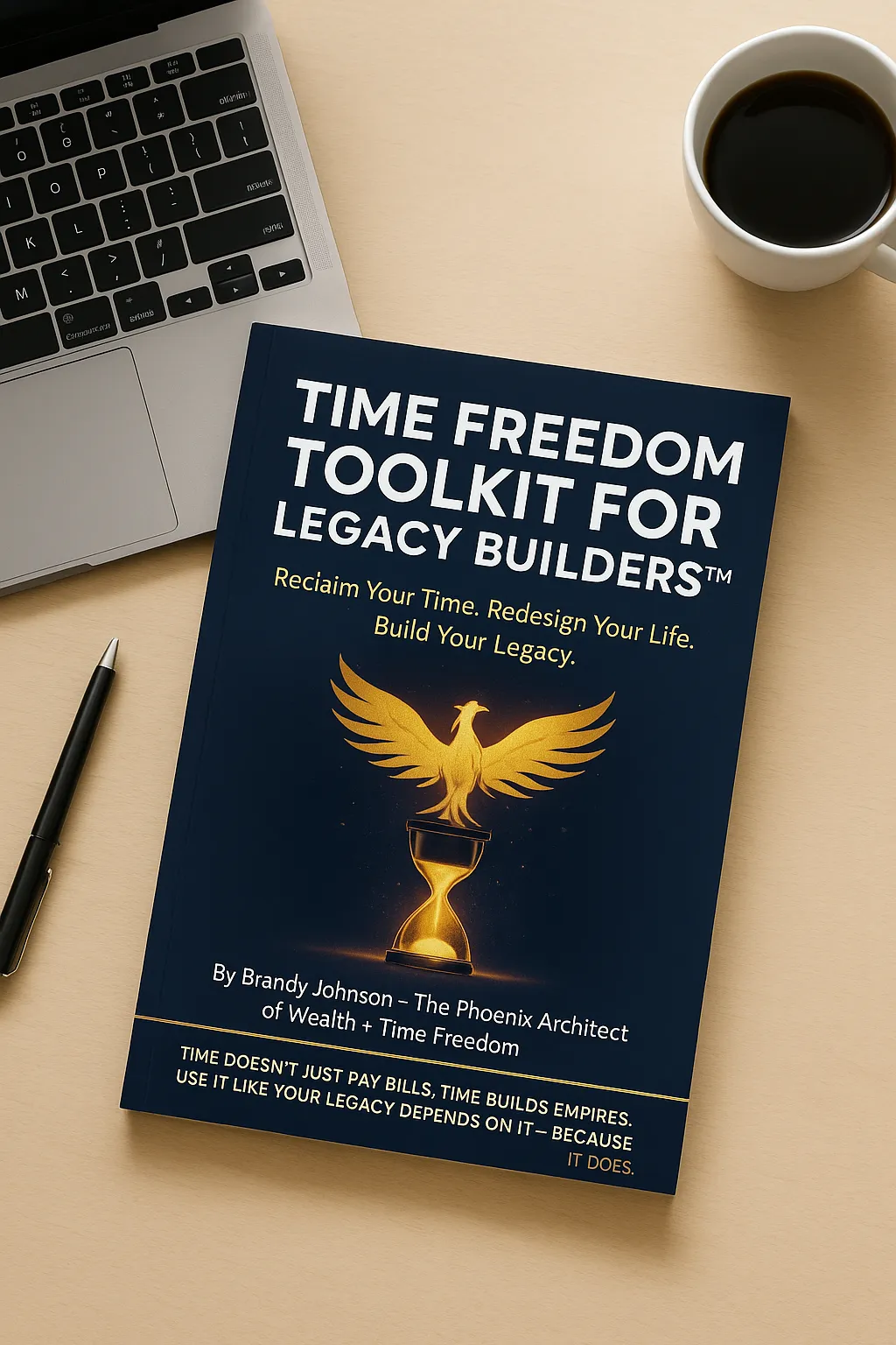 Cover image of Brandy Johnson’s Time Freedom Toolkit Base — a 66-page clarity workbook designed to help entrepreneurs reset their schedule and reclaim control.
