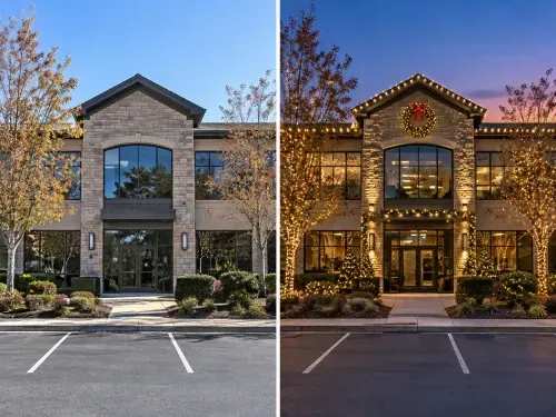 Commercial Christmas Light Installation in Woodstock