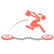 icon woman jumping from A to B