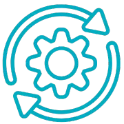 Icon for "redesign work a gear encircled by arrows