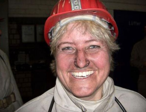 Birgit Gosejacob underground in an operating coal mine 2009 - going all the way in to understand her clients' world.