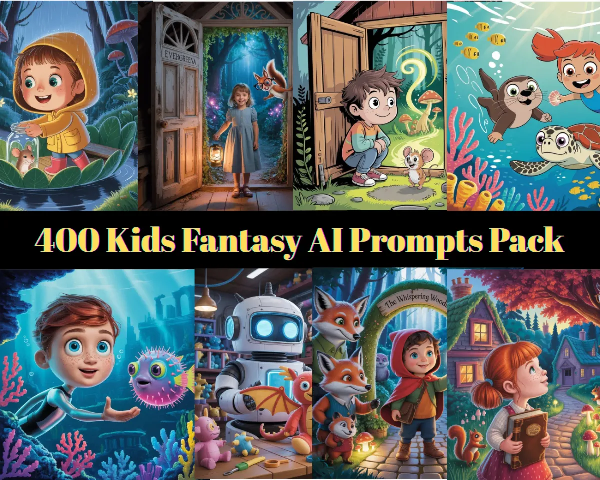 Kids Fantasy Book AI Prompts PLR
