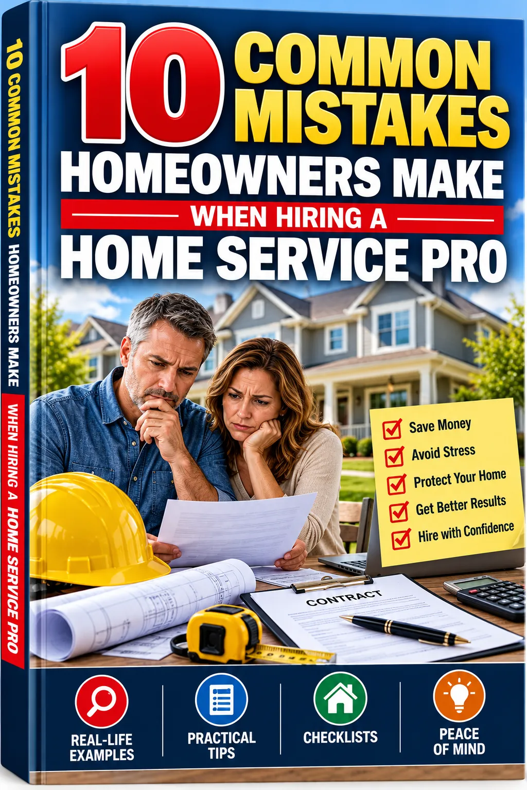 Cover of 10 Common Mistakes Homeowners Make When Hiring a Home Service Pro, a free homeowner education eBook from The Handyman Toolbox.