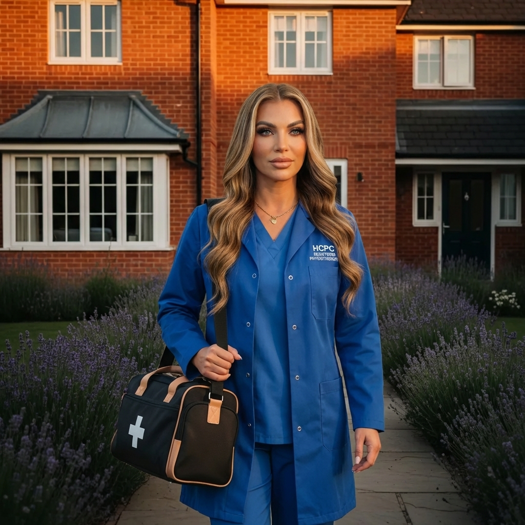 Physiotherapist providing compassionate care during a home visit in Essex