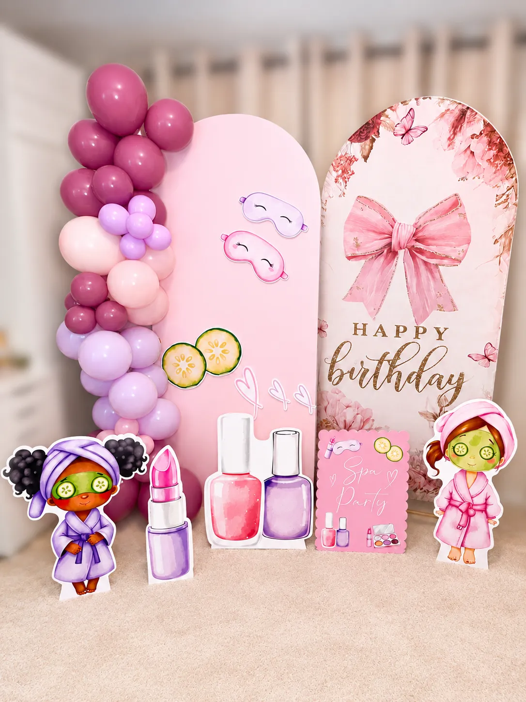 Elegant styled cake display with balloons