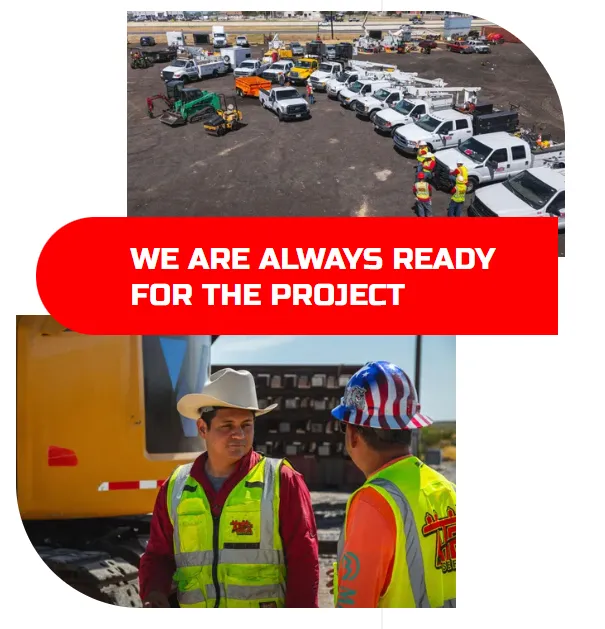 ATEX Services fleet and construction crew ready for commercial architecture, infrastructure, and facility design projects in Texas and Colorado