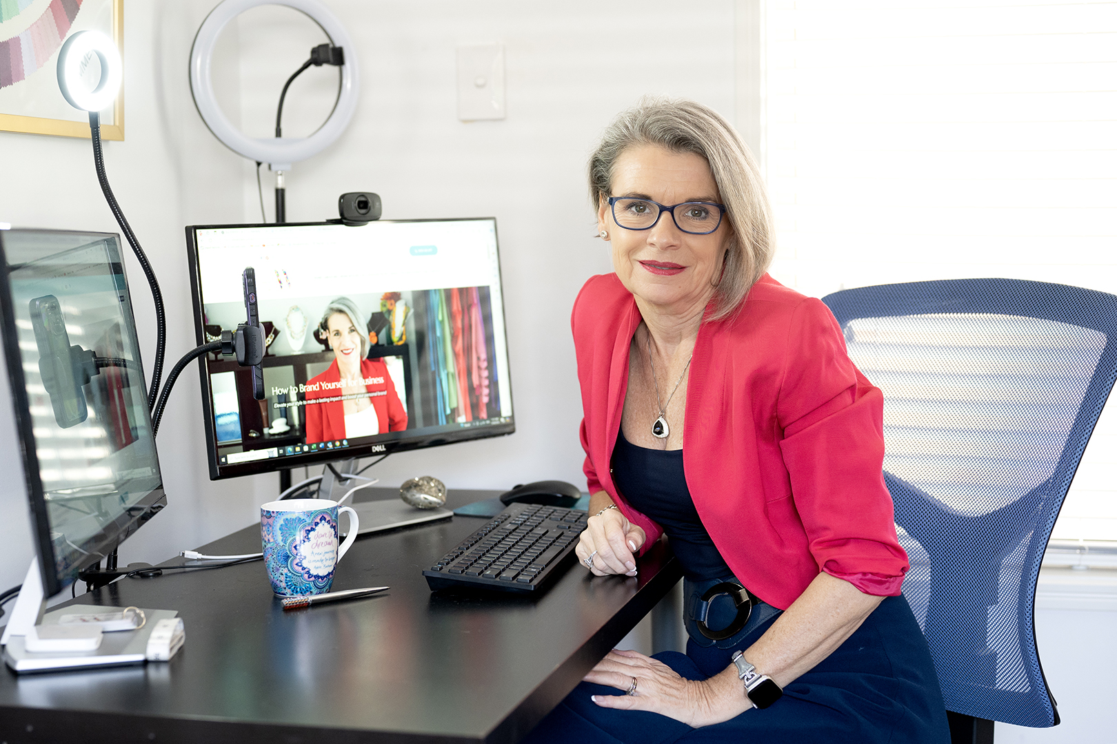 Ann Whitaker Brisbane's premier colour analysis consultant at her office desk 