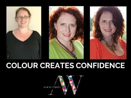 Before and after colour analysis showing a client’s improved look and styling