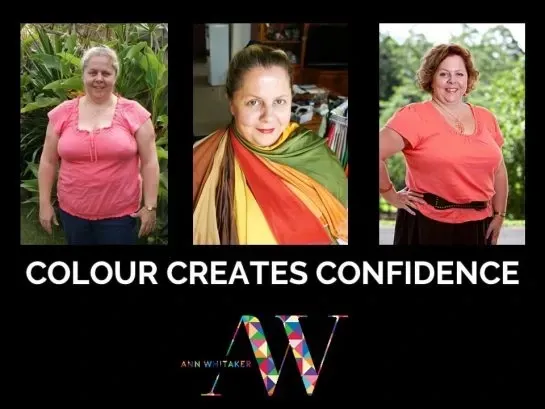 Before and after colour analysis showing a client’s improved look and styling