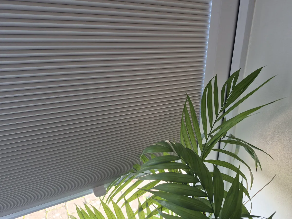 Perfect Fit pleated blind fitted to a window with no drilling, Eclipse SBC serving Ollerton
