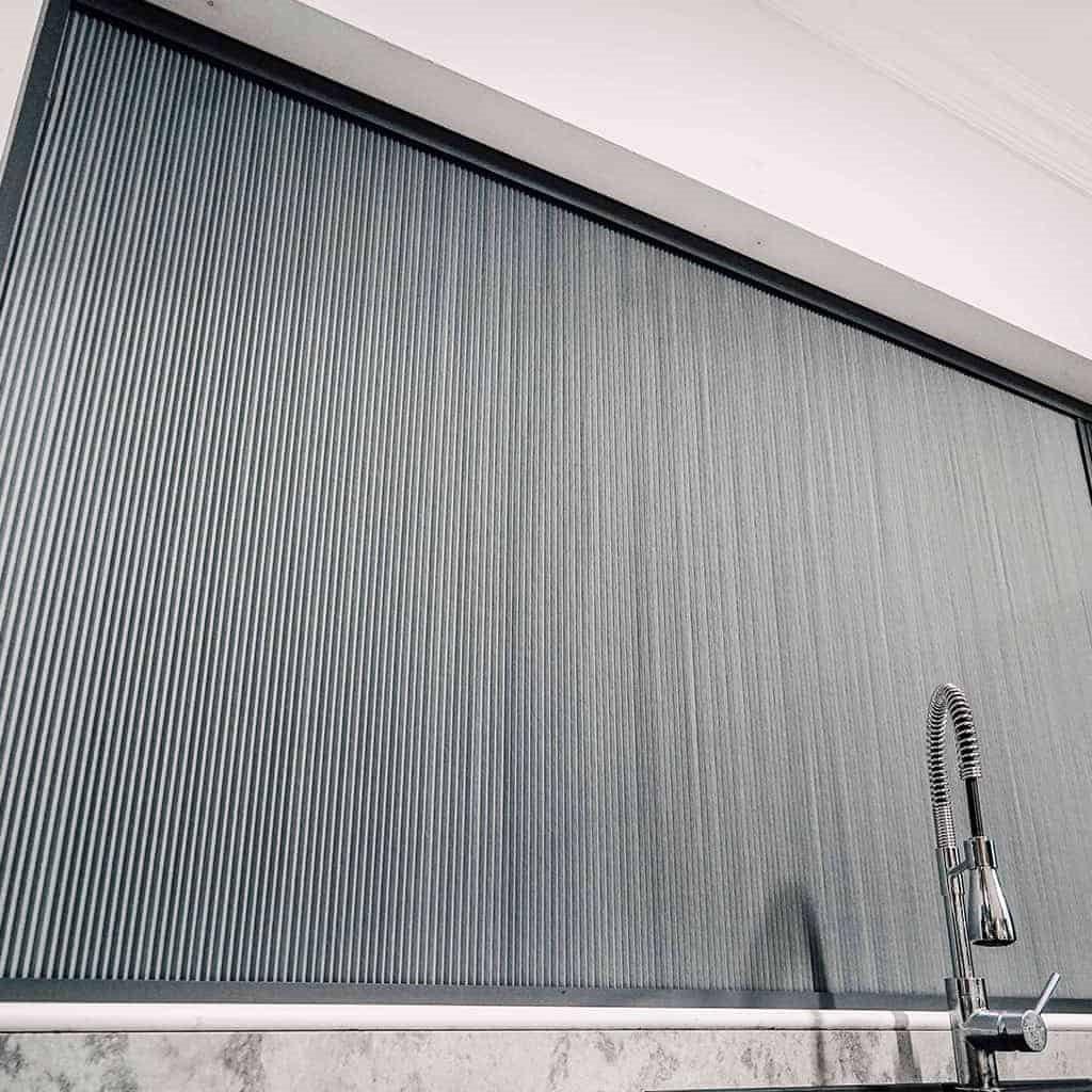 Blind Screen thermal blind across wide glazed doors, fitted by Eclipse SBC