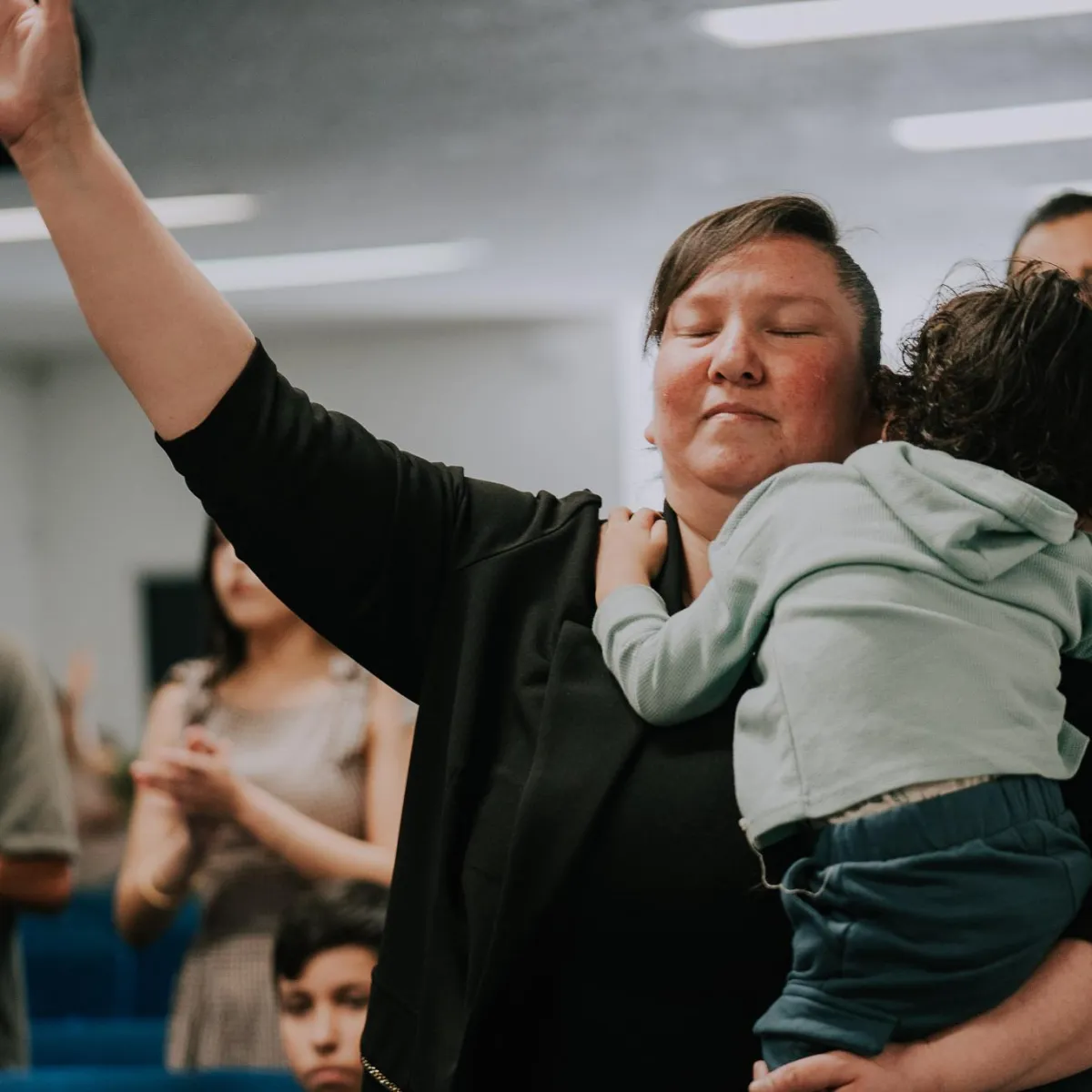 Contemporary worship band leading music