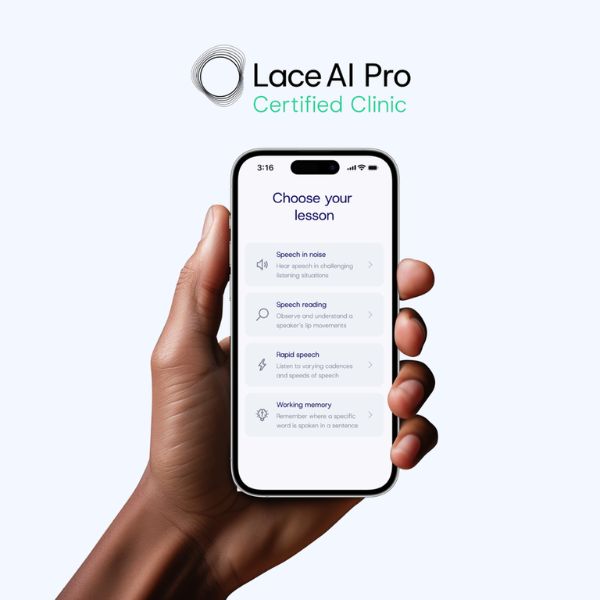 hand holding a phone running the lace ai program