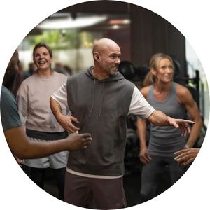 man leading a workout class