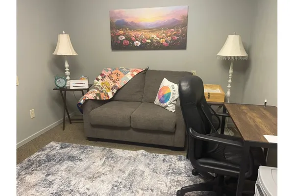 Aimee Christensen's Office and sofa
