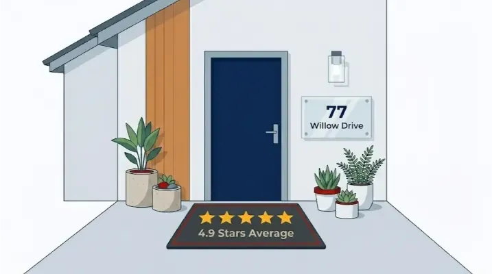 Visual representation of strong online reviews and digital curb appeal