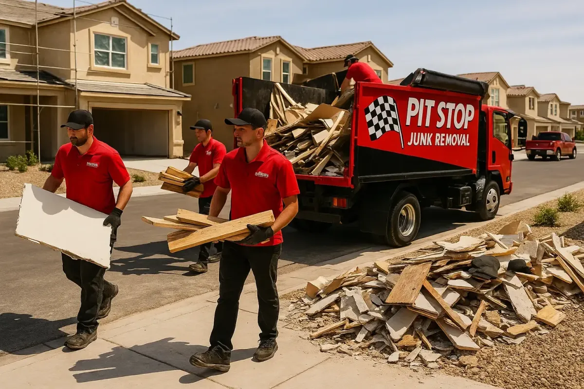 Pit Stop crew performing a contractor site cleanup in Las Vegas