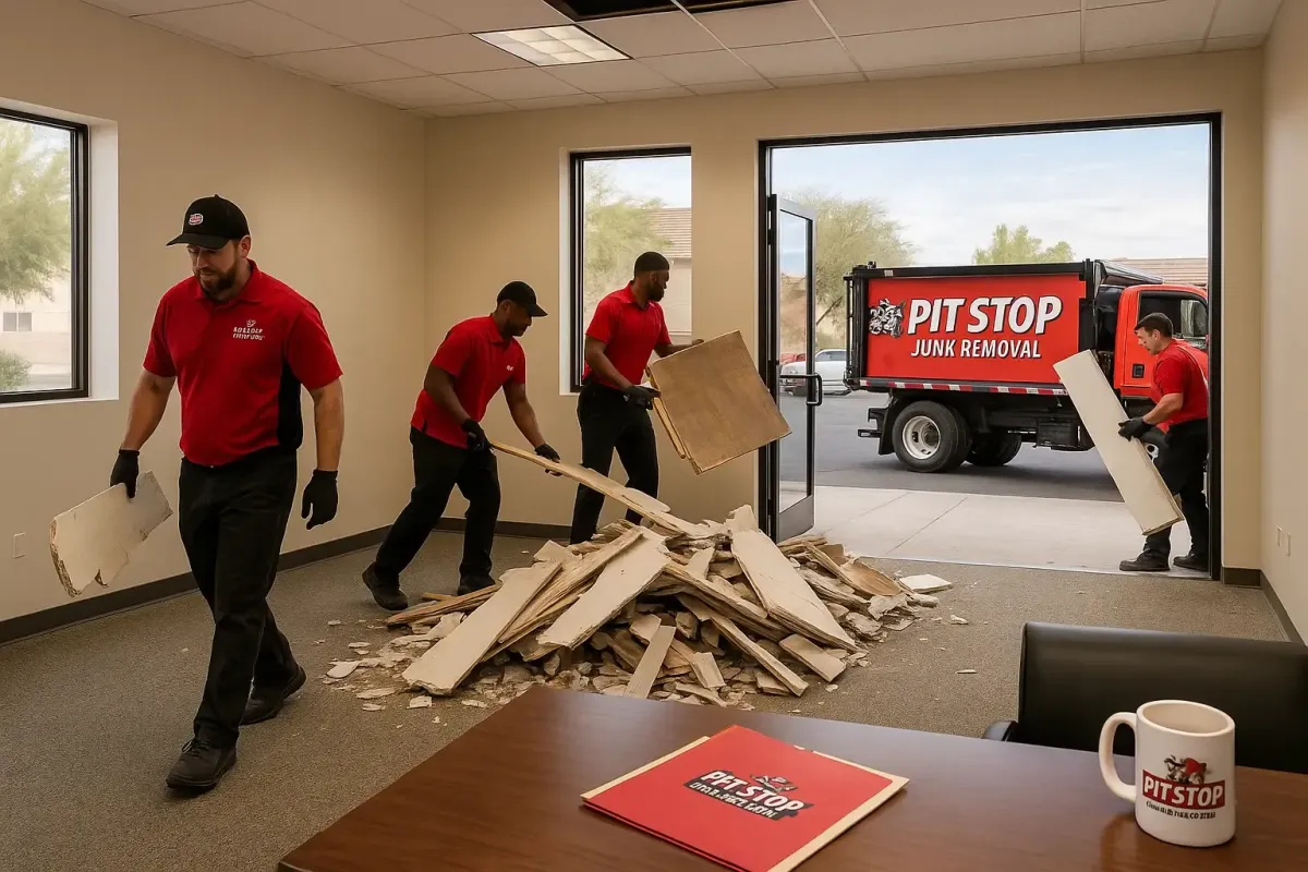 Office building cleanup after renovation in Las Vegas by Pit Stop Junk Removal