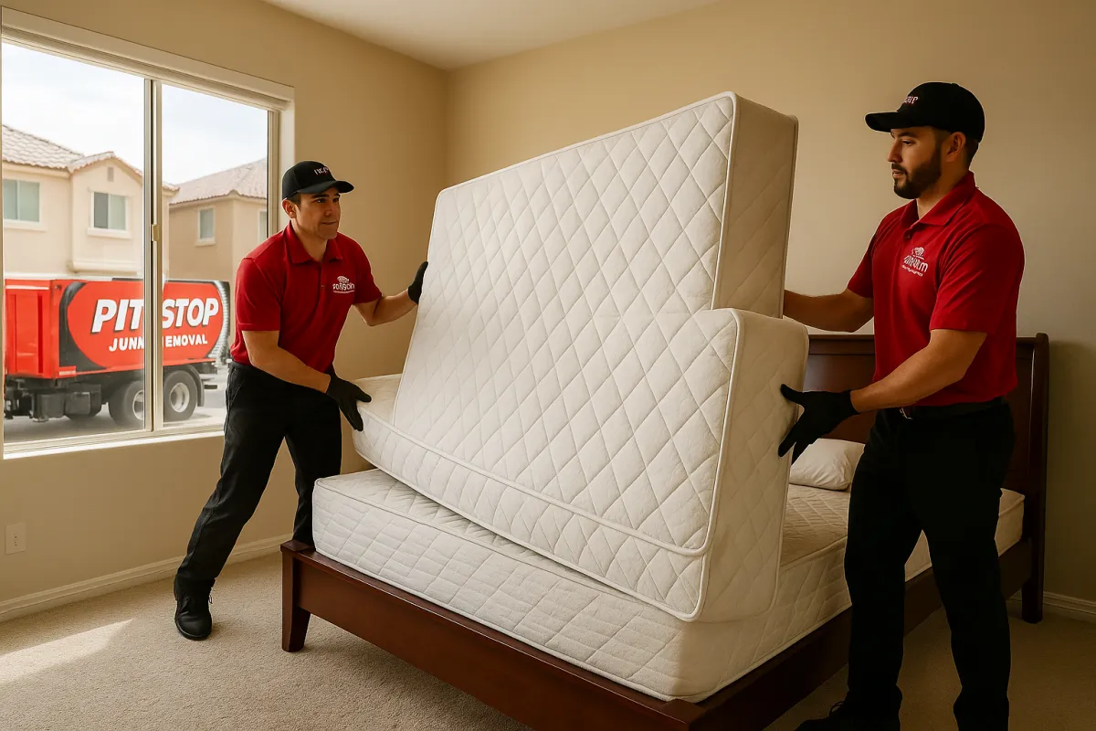 Mattress and box spring removal by Pit Stop crew in Las Vegas