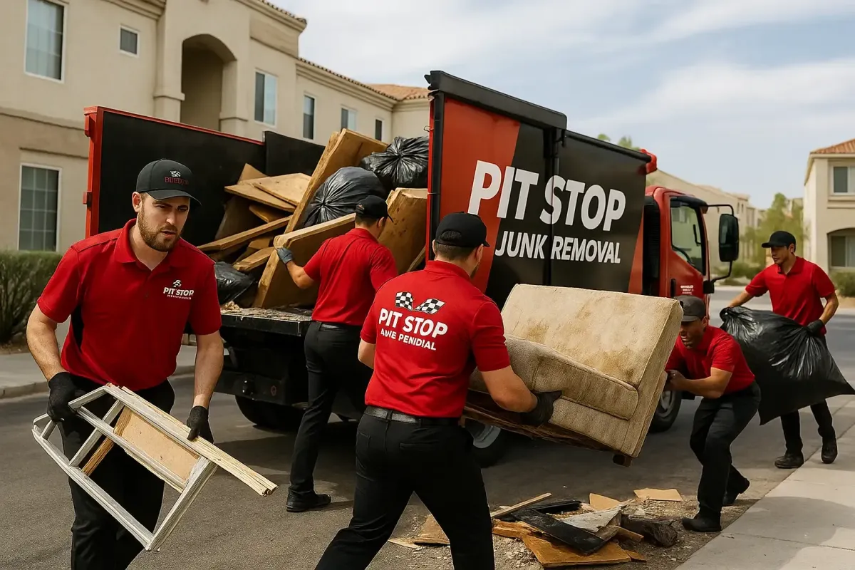 Pit Stop crew providing emergency junk removal service at a Las Vegas property