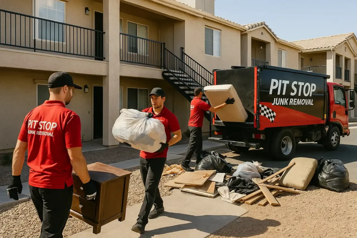 Rental cleanout crew hauling junk after eviction in Las Vegas