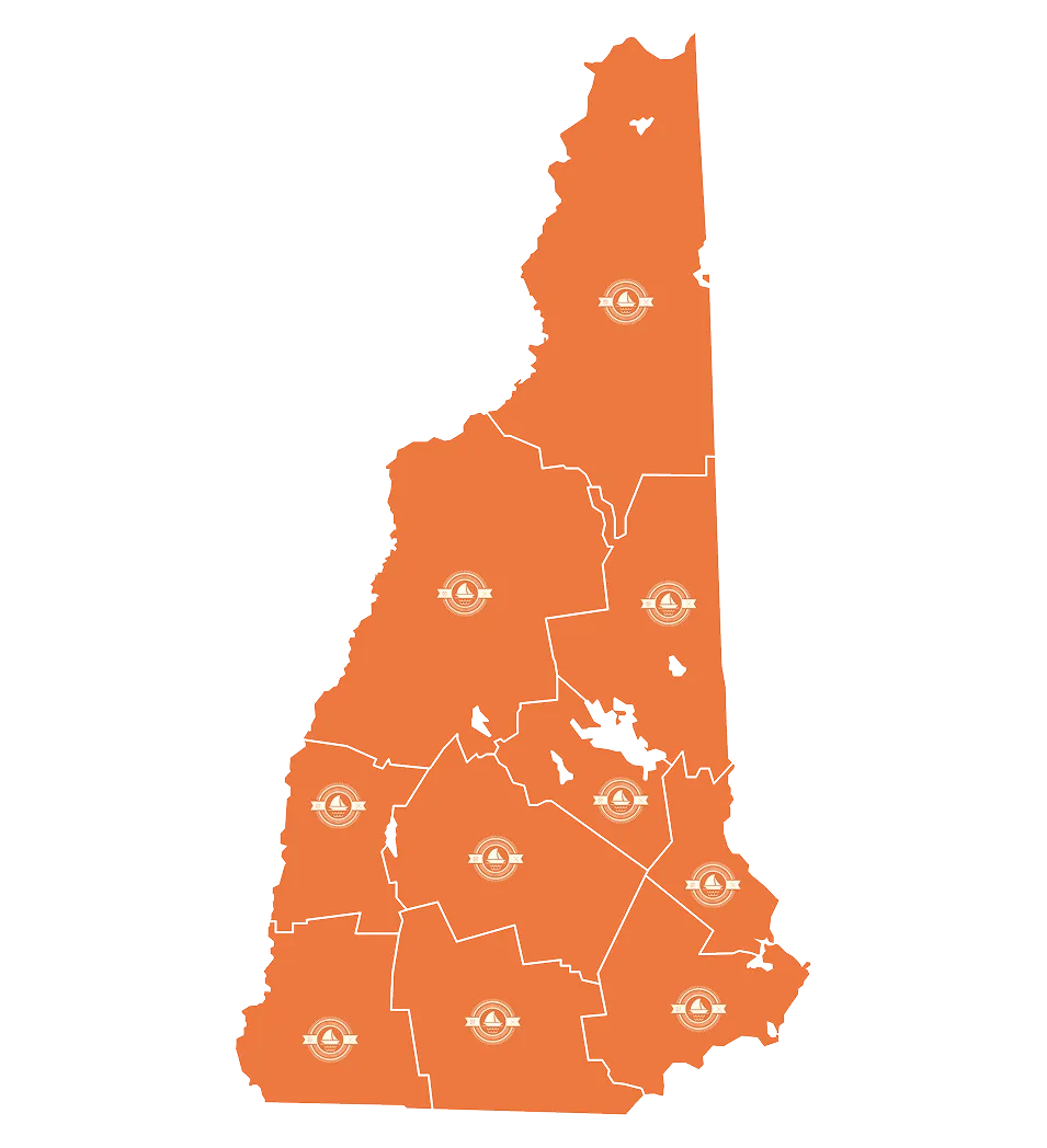 Rhode Island Bath & Shower service areas map covering the entire state