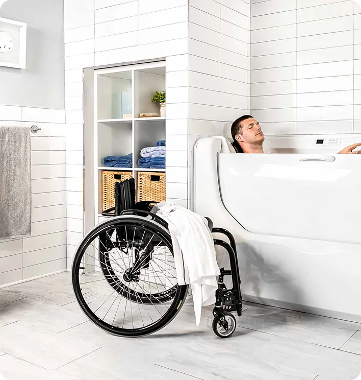 Walk-in tub safety features for seniors including low threshold entry and grab bars in Nashua NH