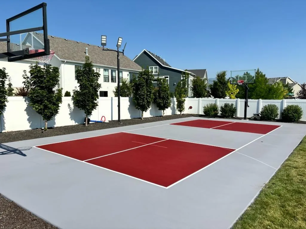 sample image of a residential pickleball and basketball court combination